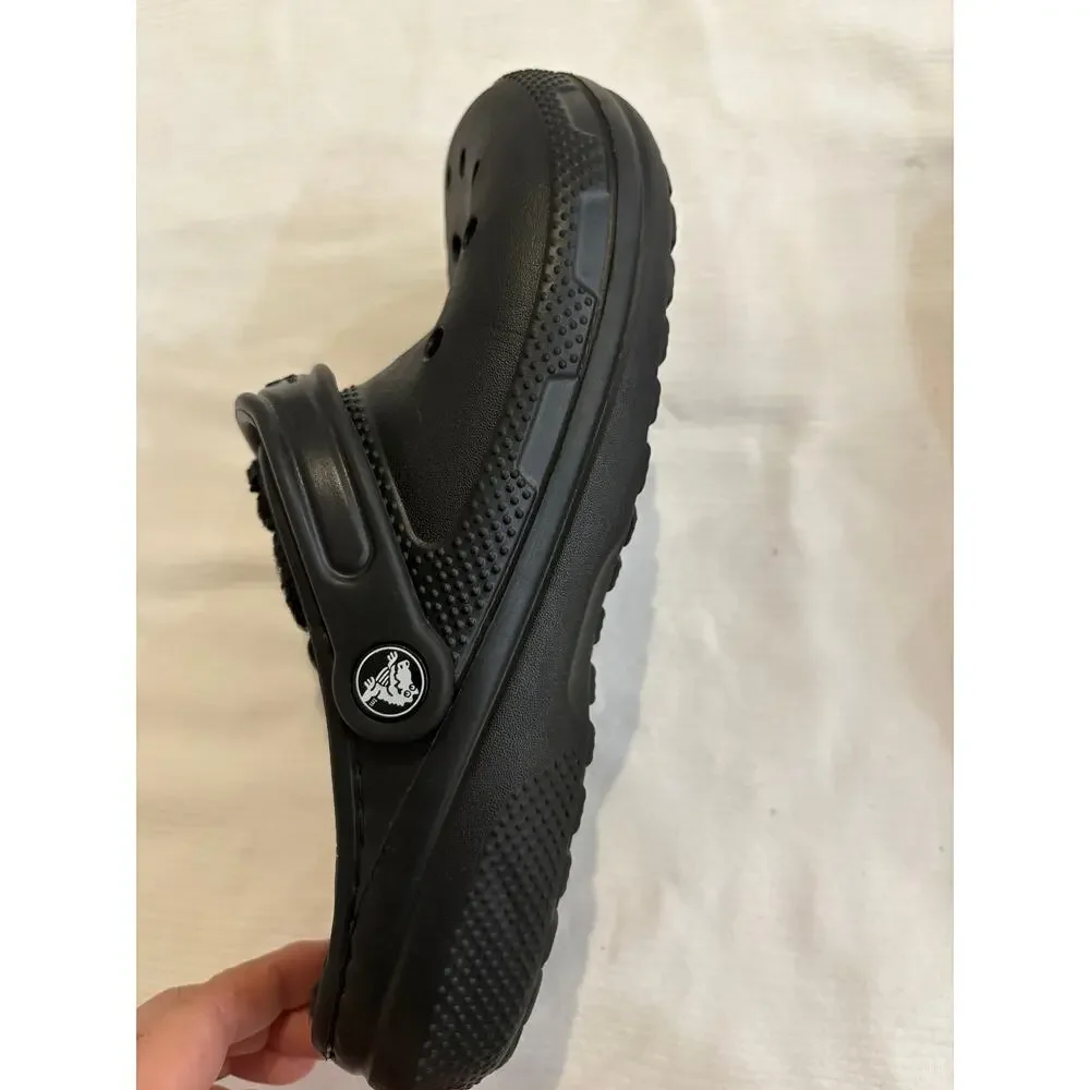 Crocs Classic Dual Comfort Black Fleece Lined Clogs Mens 6 Womens 8